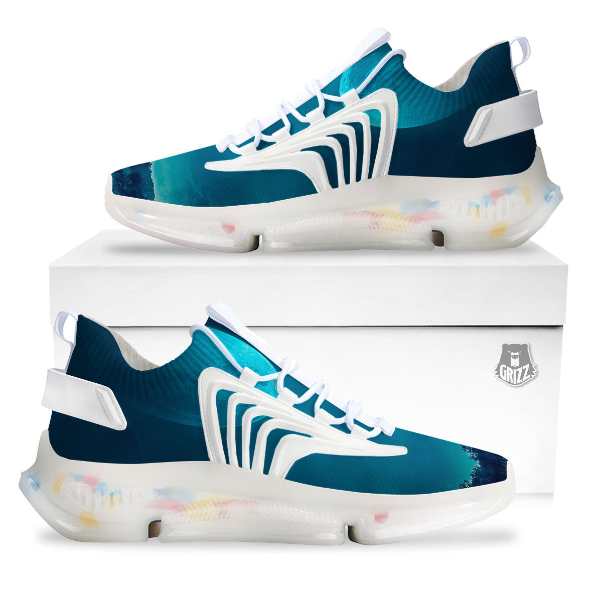 Moonlight And Night Forest Print White Gym Shoes-grizzshop