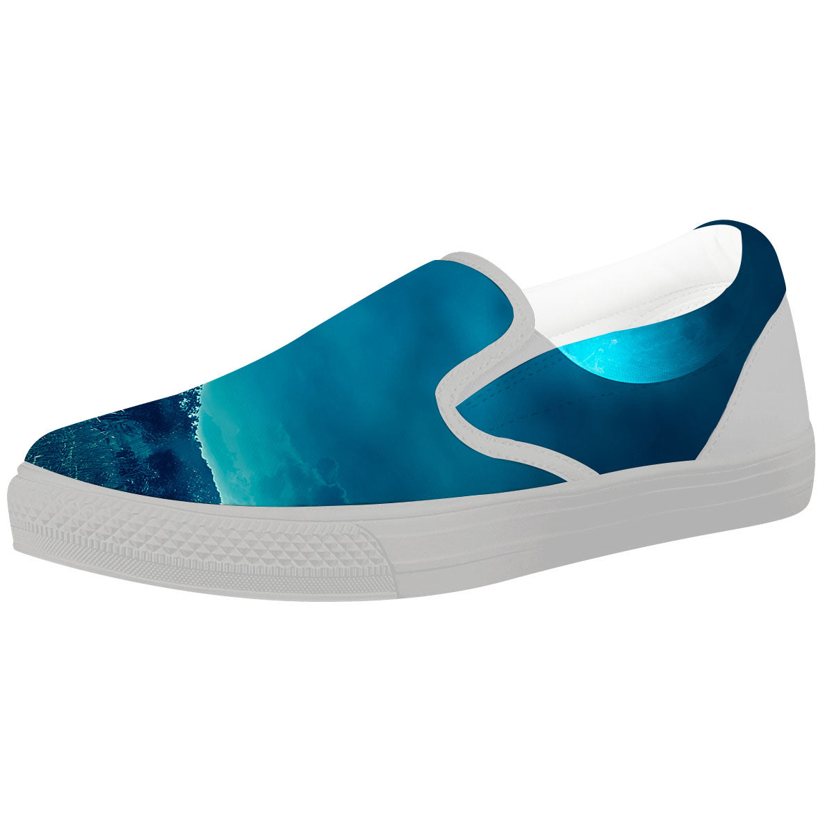 Moonlight And Night Forest Print White Slip On Shoes-grizzshop