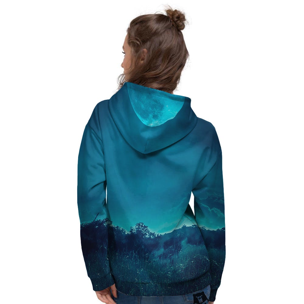 Moonlight And Night Forest Print Women's Hoodie-grizzshop