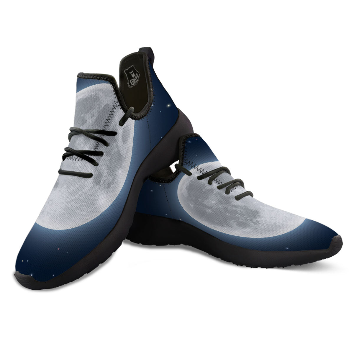 Moonlight And Night Sky Print Black Athletic Shoes-grizzshop
