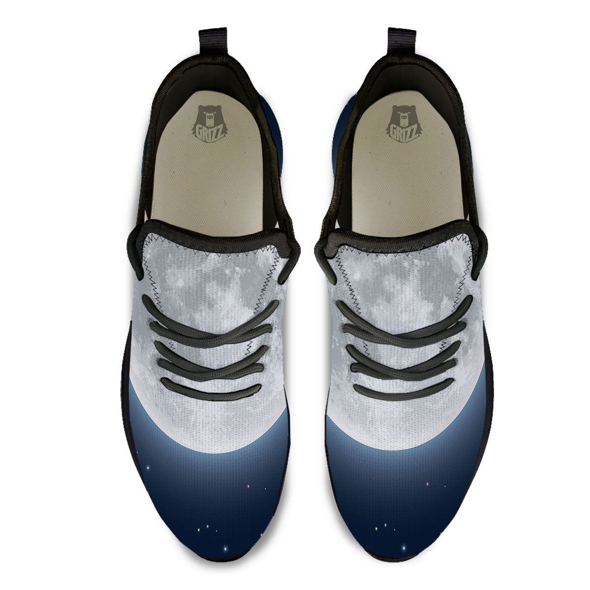 Moonlight And Night Sky Print Black Athletic Shoes-grizzshop