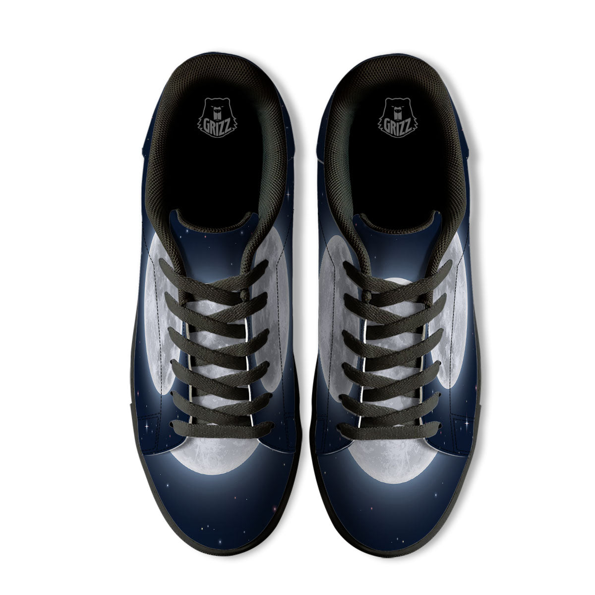 Moonlight And Night Sky Print Black Low Top Sneakers-grizzshop
