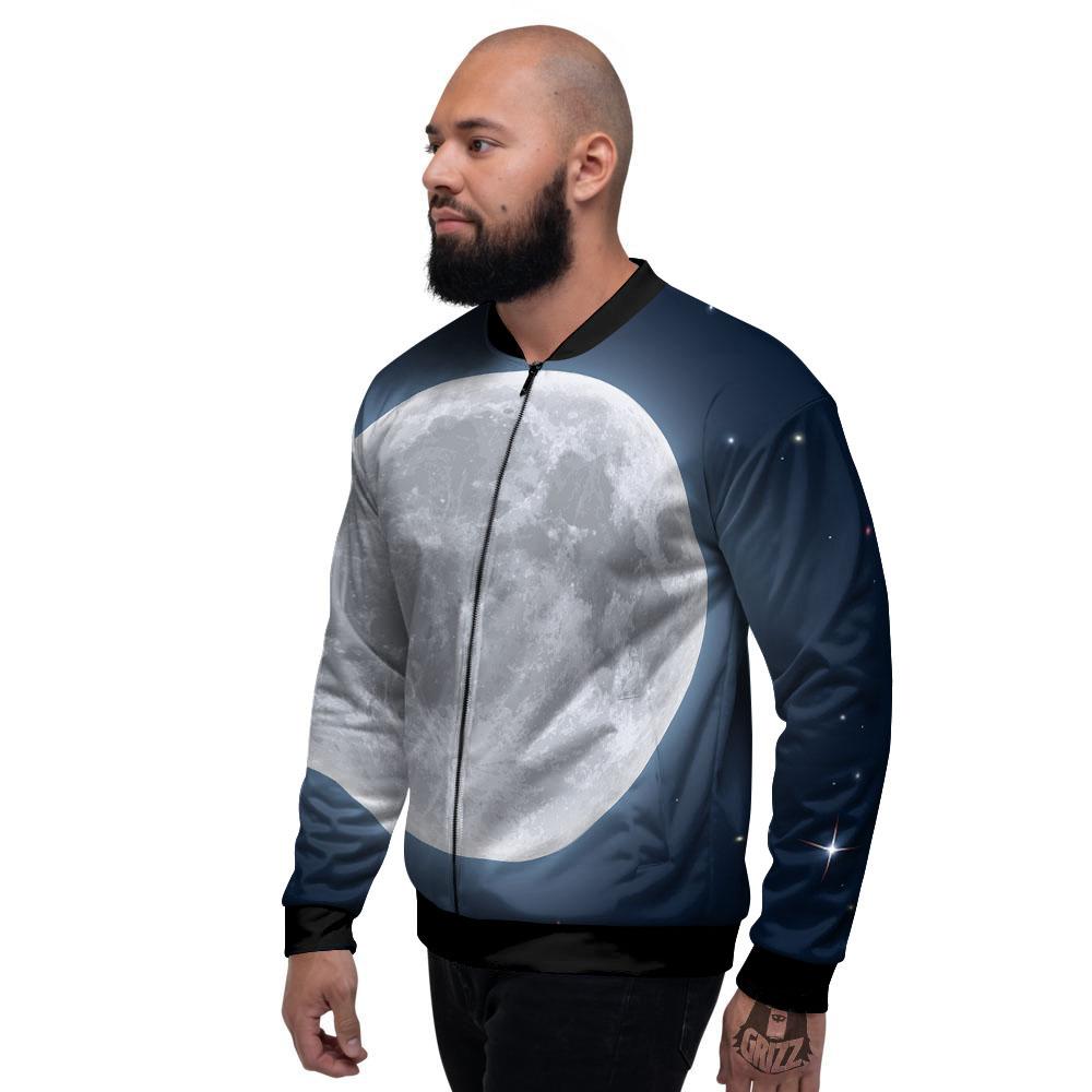 Moonlight And Night Sky Print Men's Bomber Jacket-grizzshop