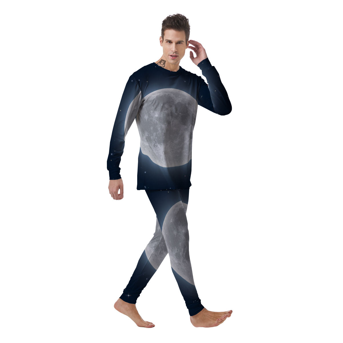 Moonlight And Night Sky Print Men's Pajamas-grizzshop