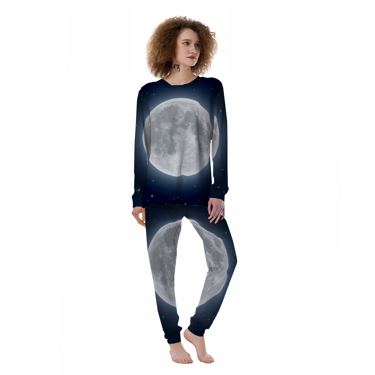 Moonlight And Night Sky Print Women's Pajamas-grizzshop