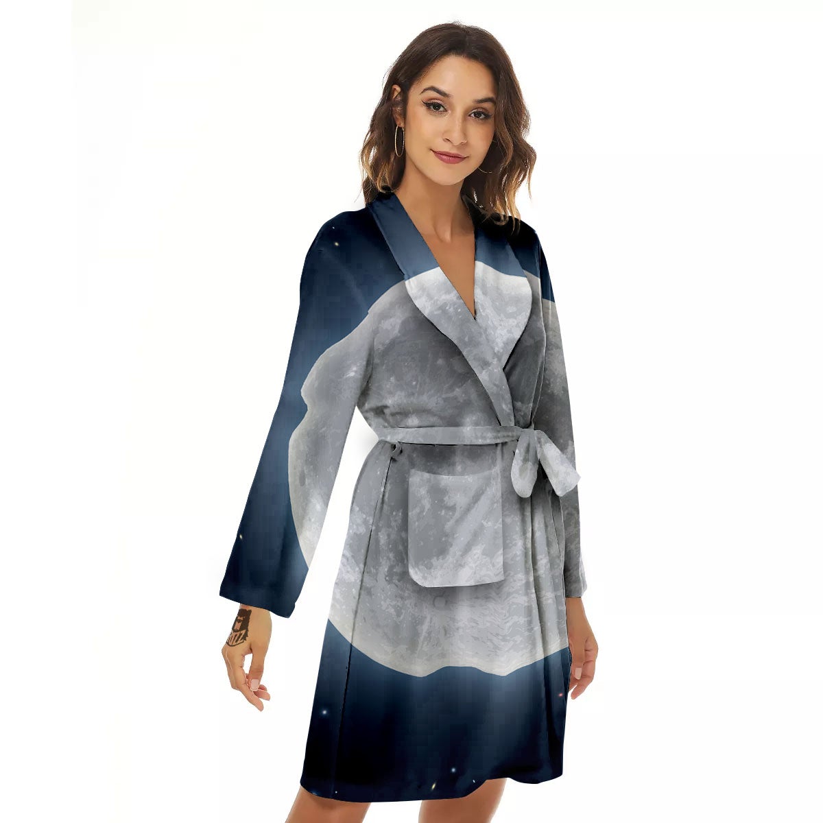 Moonlight And Night Sky Print Women's Robe-grizzshop