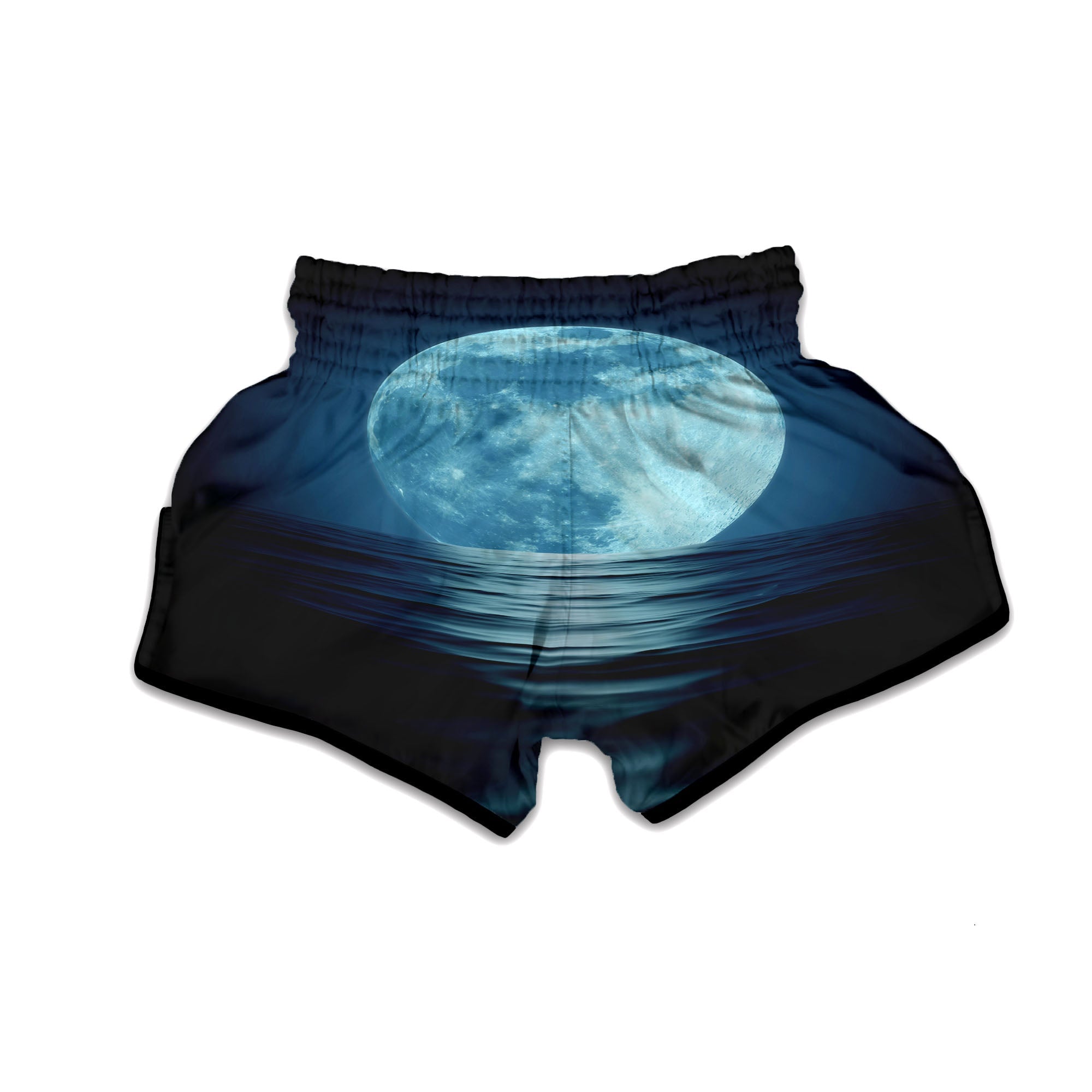 Moonlight And The Sea Print Muay Thai Boxing Shorts-grizzshop