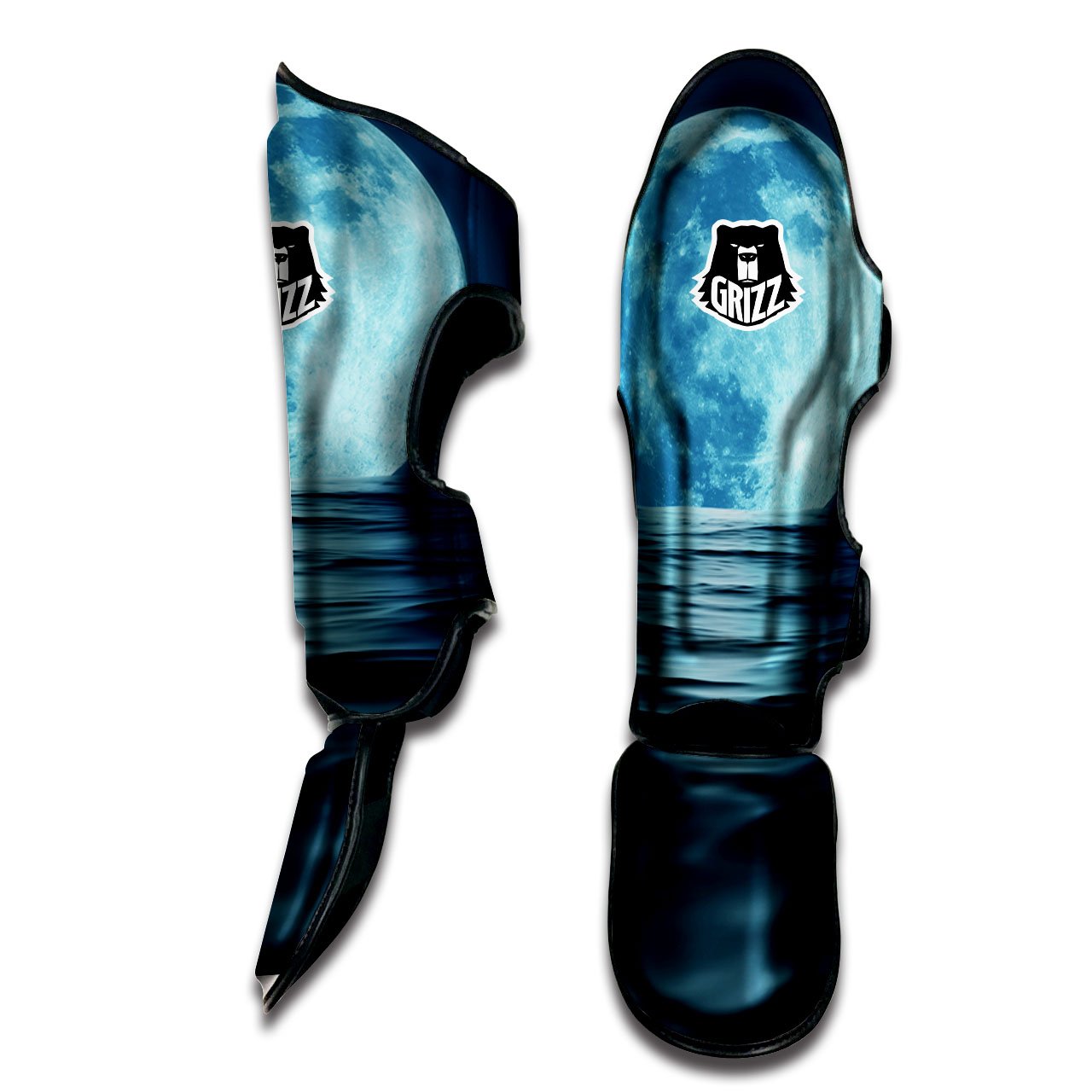 Moonlight And The Sea Print Muay Thai Shin Guards-grizzshop
