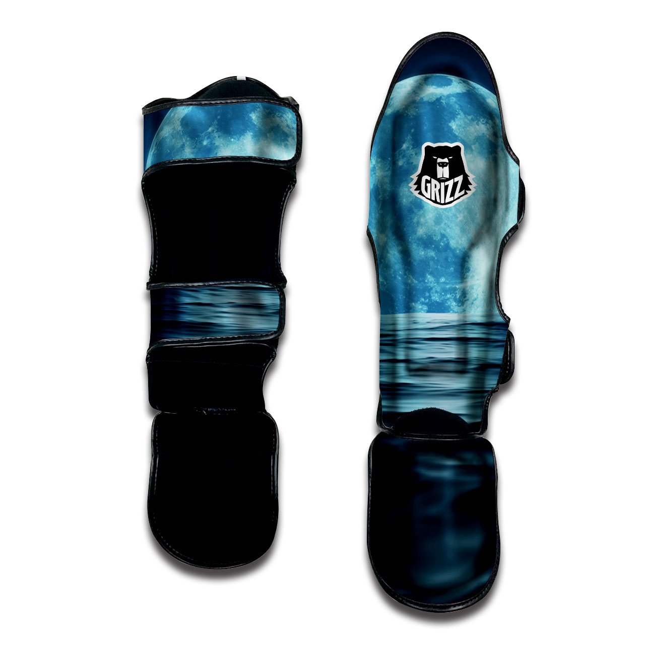 Moonlight And The Sea Print Muay Thai Shin Guards-grizzshop