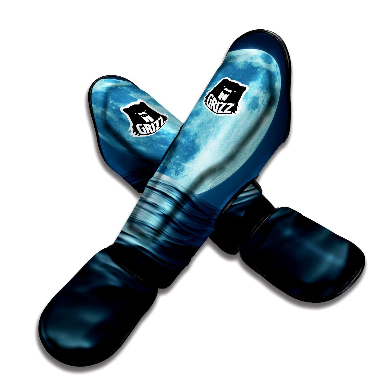 Moonlight And The Sea Print Muay Thai Shin Guards-grizzshop