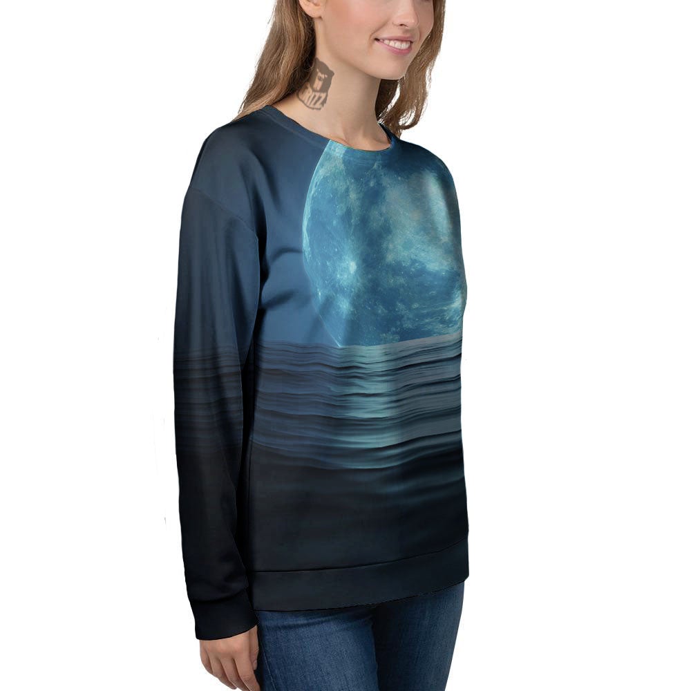 Moonlight And The Sea Print Women's Sweatshirt-grizzshop