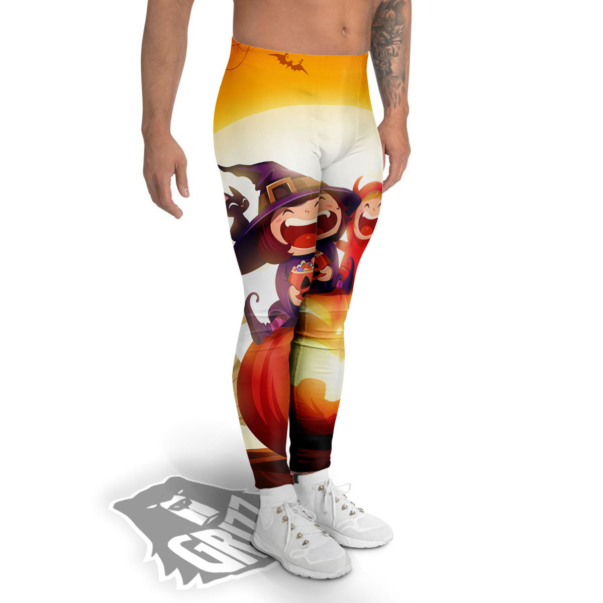 Moonlight Halloween Print Men's Leggings-grizzshop