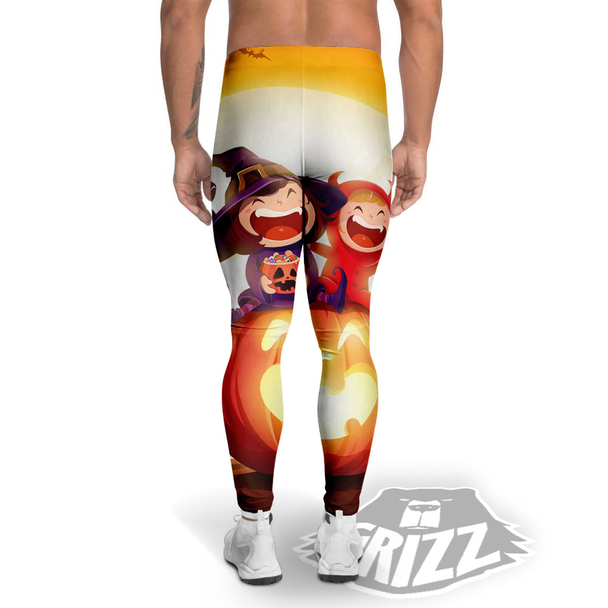 Moonlight Halloween Print Men's Leggings-grizzshop