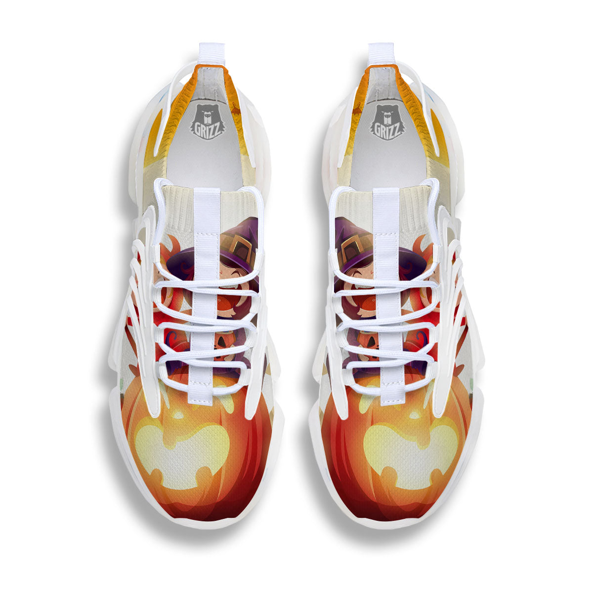 Moonlight Halloween Print White Gym Shoes-grizzshop