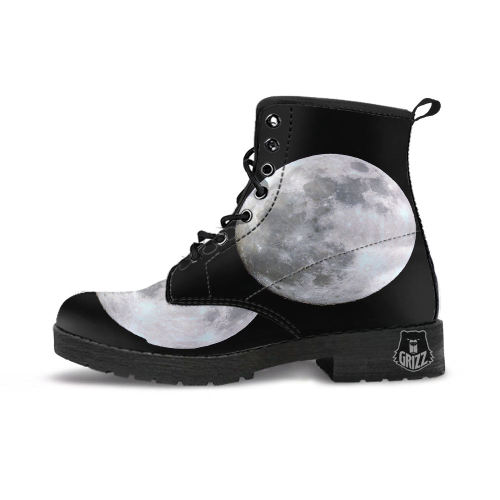 Moonlight White And Black Print Leather Boots-grizzshop