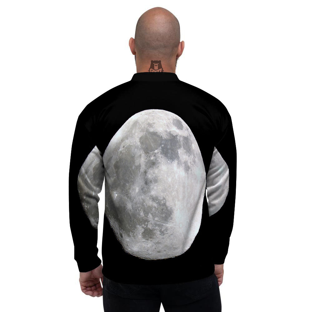 Moonlight White And Black Print Men's Bomber Jacket-grizzshop