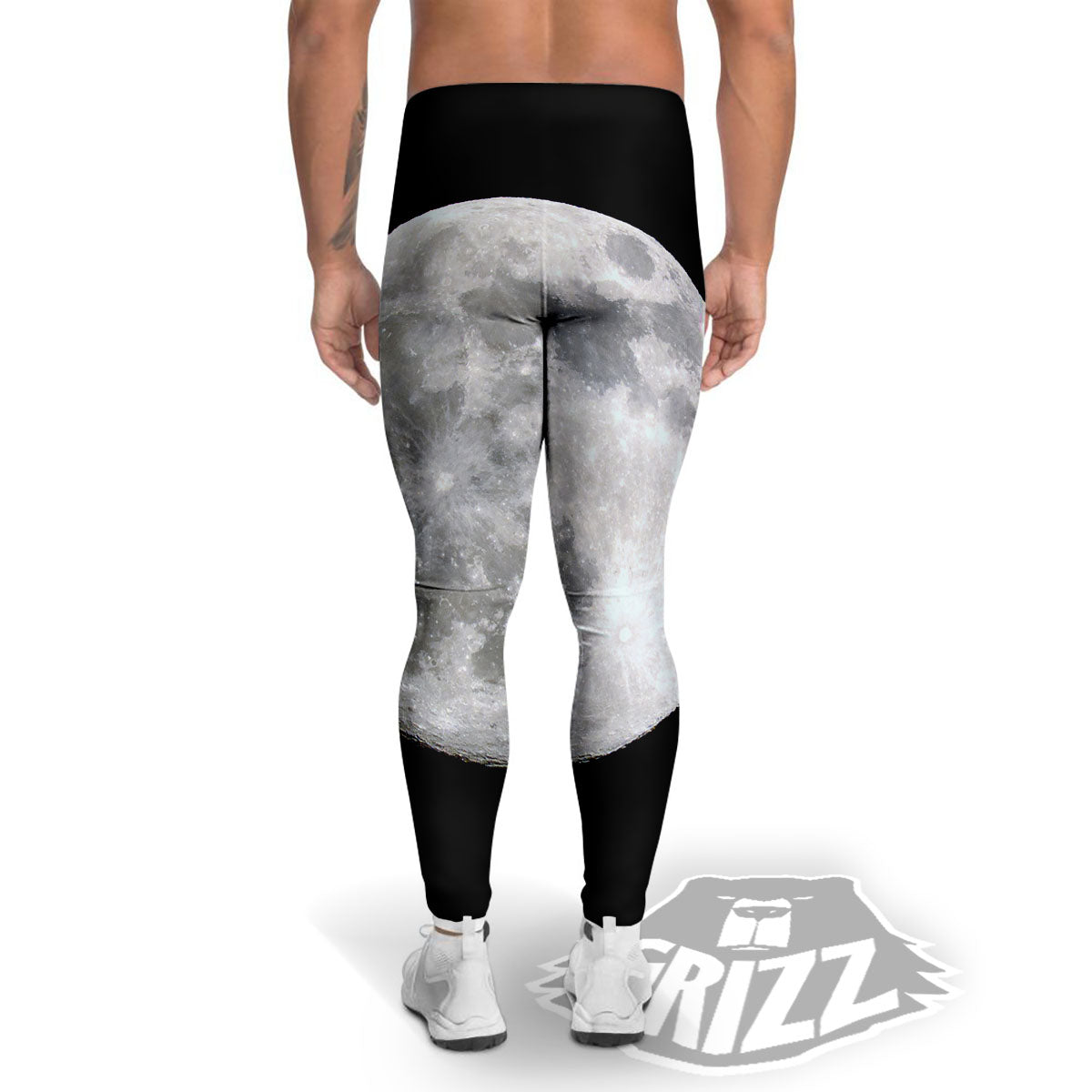 Moonlight White And Black Print Men's Leggings-grizzshop