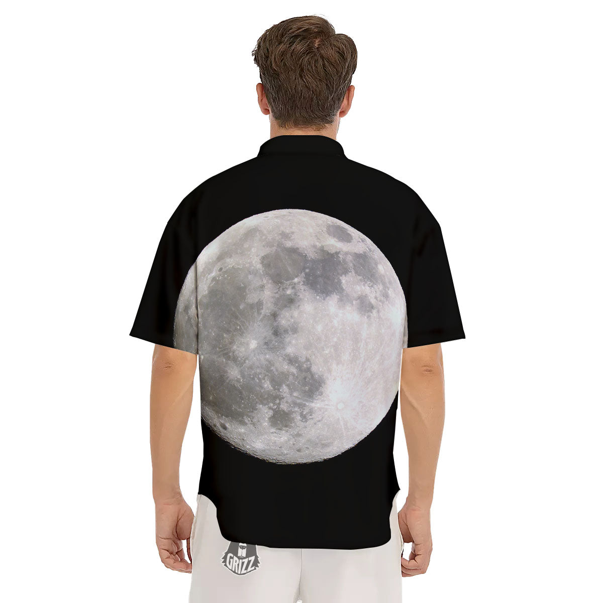 Moonlight White And Black Print Men's Short Sleeve Shirts-grizzshop