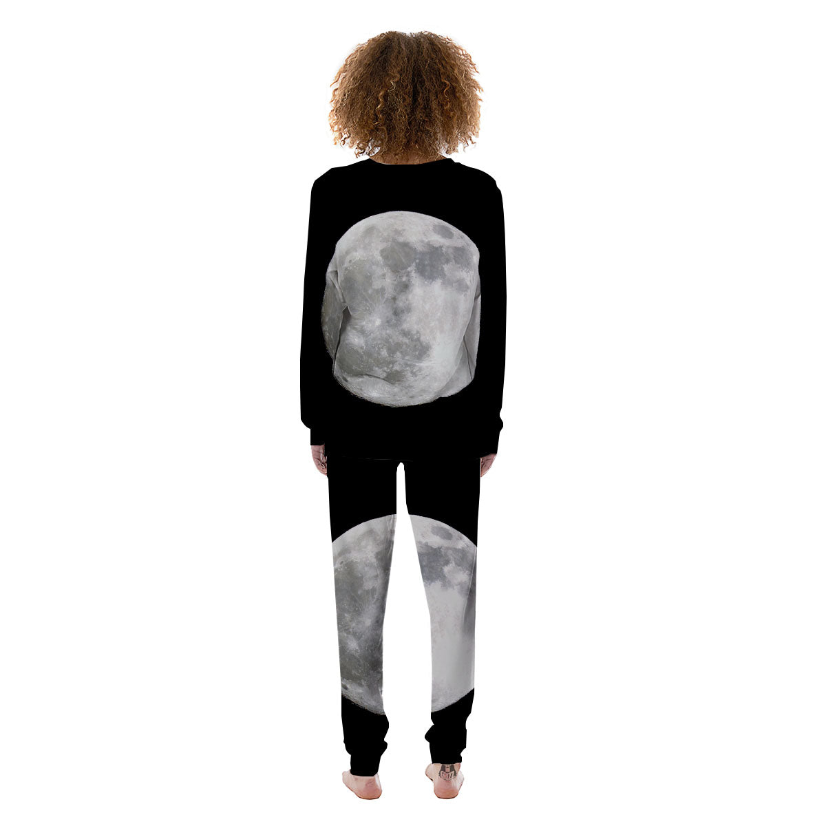 Moonlight White And Black Print Women's Pajamas-grizzshop