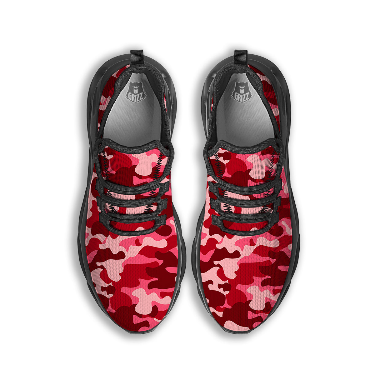 Moroon Camo And Camouflage Print Black Running Shoes-grizzshop