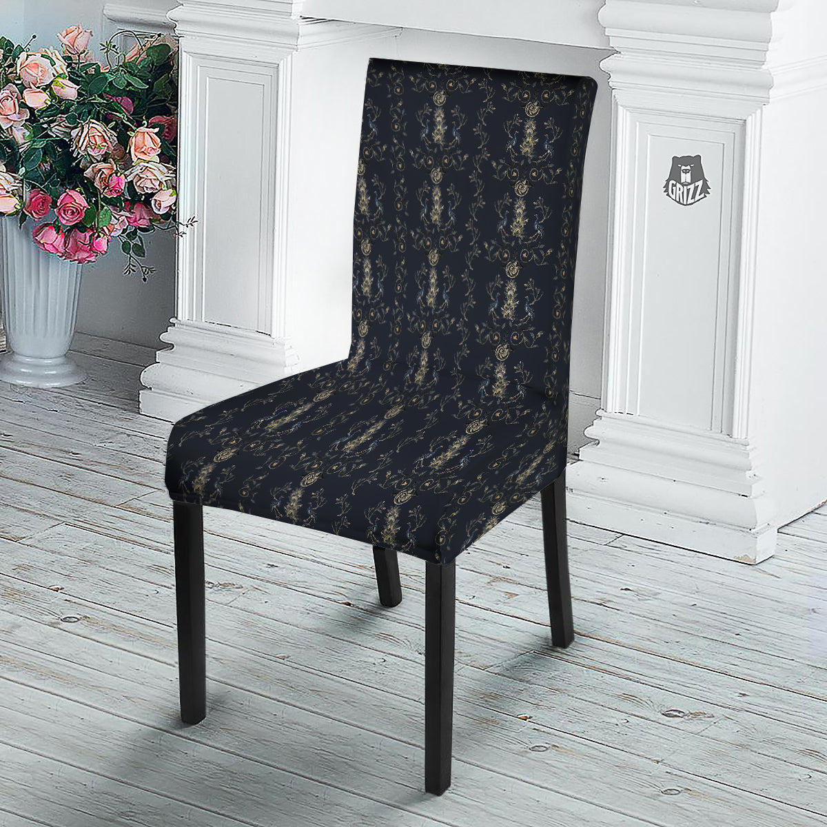 Mosaic Bird Pattern Dining Chair Slipcover-grizzshop