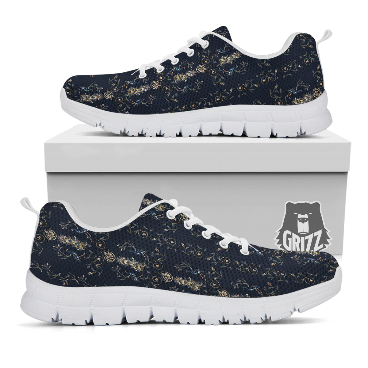 Mosaic Bird Pattern White Sneaker-grizzshop