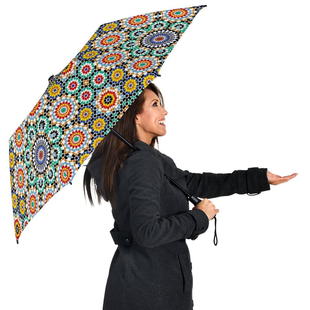 Mosaic Colorful Pattern Print Automatic Foldable Umbrella-grizzshop