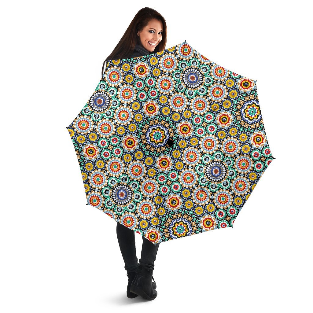 Mosaic Colorful Pattern Print Automatic Foldable Umbrella-grizzshop