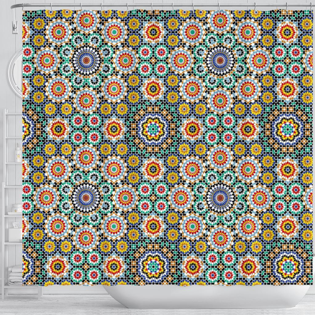 Mosaic Colorful Pattern Print Bathroom Shower Curtain-grizzshop