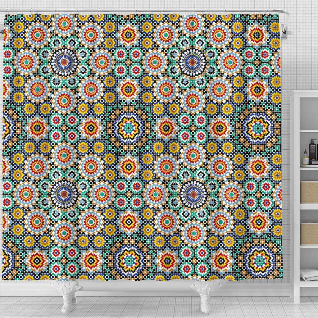 Mosaic Colorful Pattern Print Bathroom Shower Curtain-grizzshop
