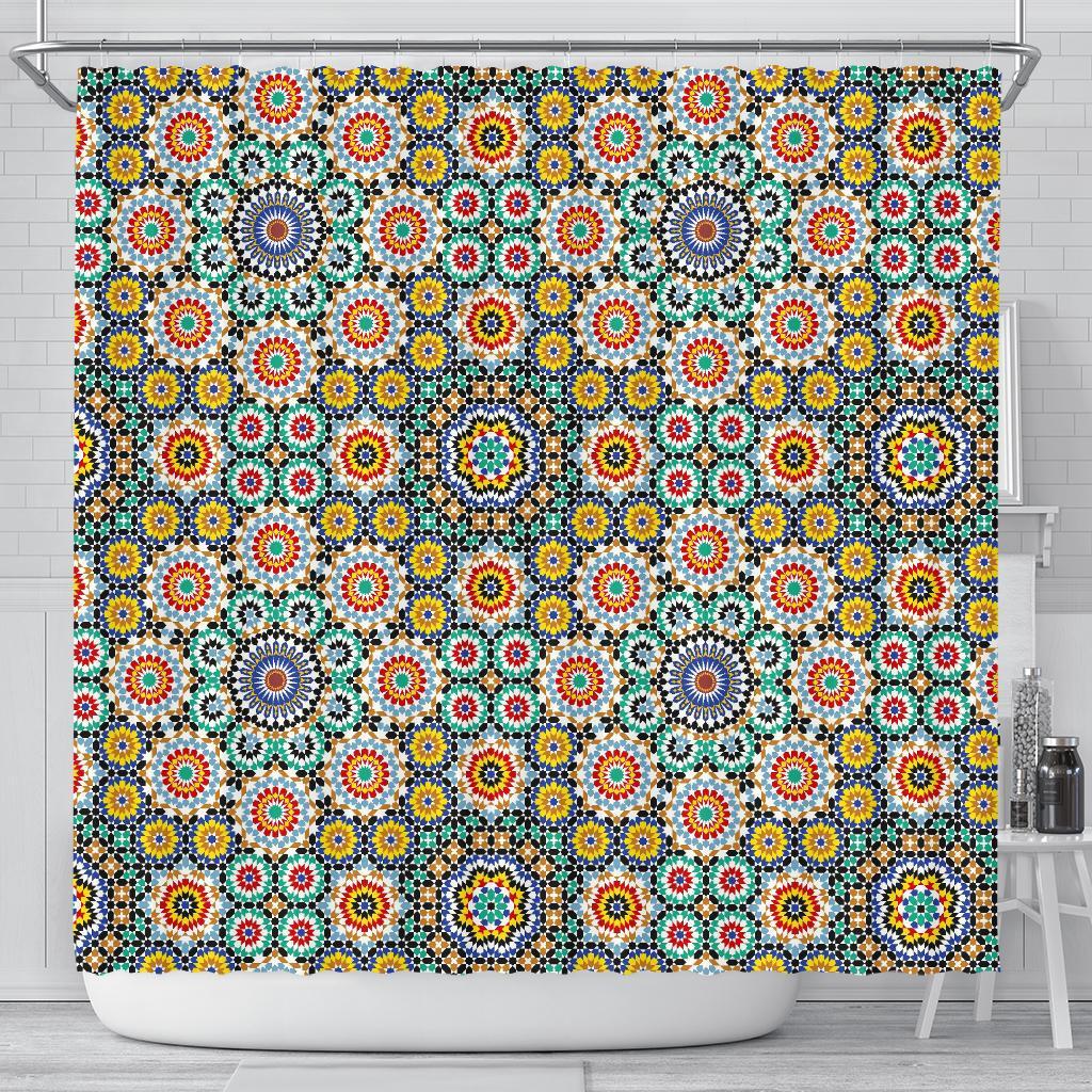 Mosaic Colorful Pattern Print Bathroom Shower Curtain-grizzshop