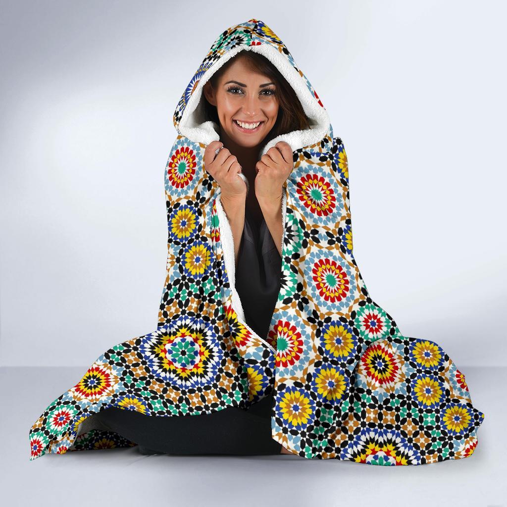Mosaic Colorful Pattern Print Hooded Blanket-grizzshop