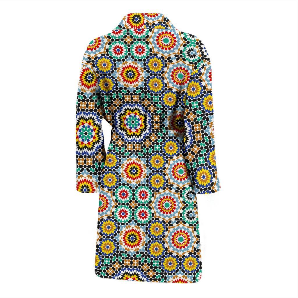 Mosaic Colorful Pattern Print Men Long Robe-grizzshop