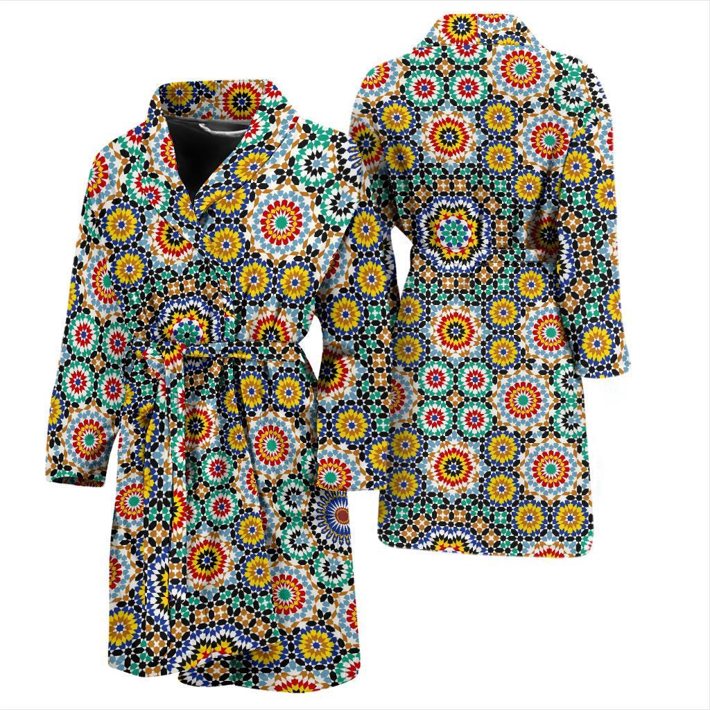 Mosaic Colorful Pattern Print Men Long Robe-grizzshop