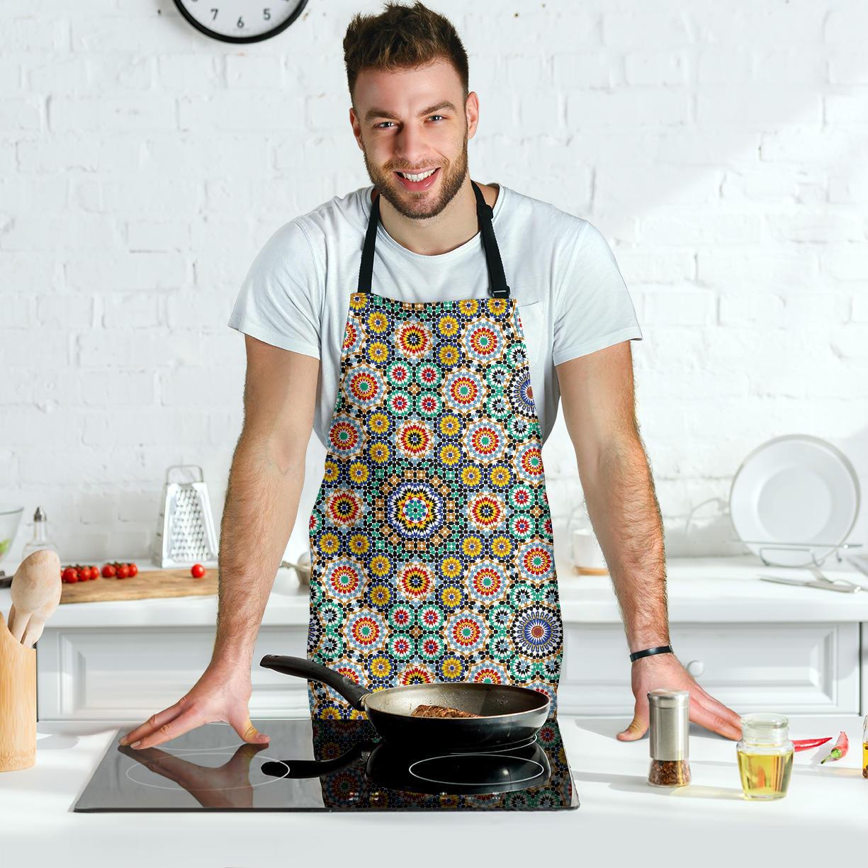 Mosaic Colorful Pattern Print Men's Apron-grizzshop
