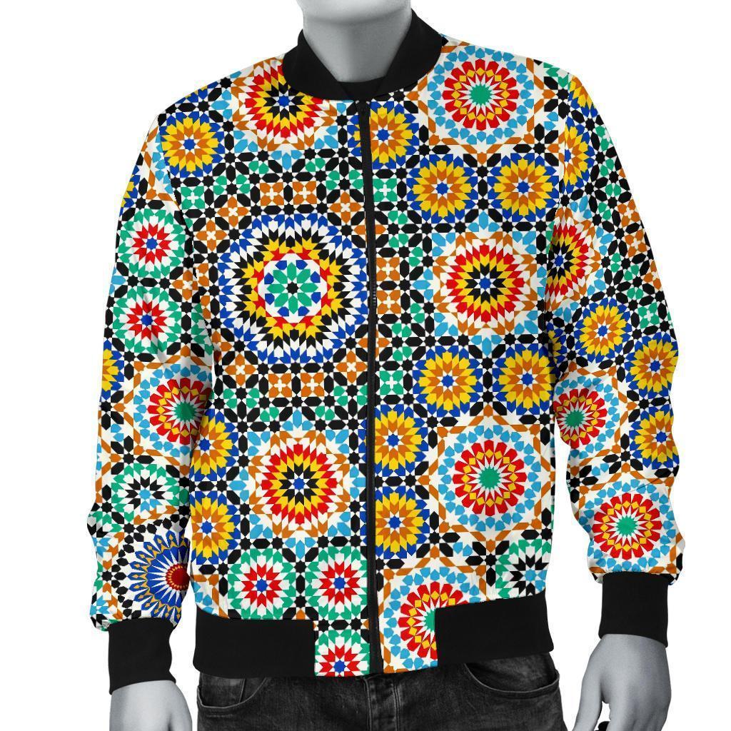 Mosaic Colorful Pattern Print Men's Bomber Jacket-grizzshop