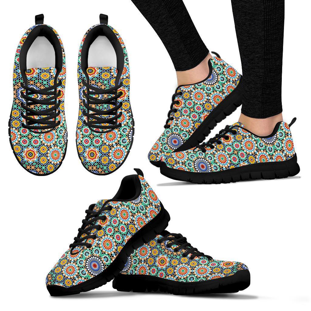 Mosaic Colorful Pattern Print Sneaker Shoes For Men Women-grizzshop