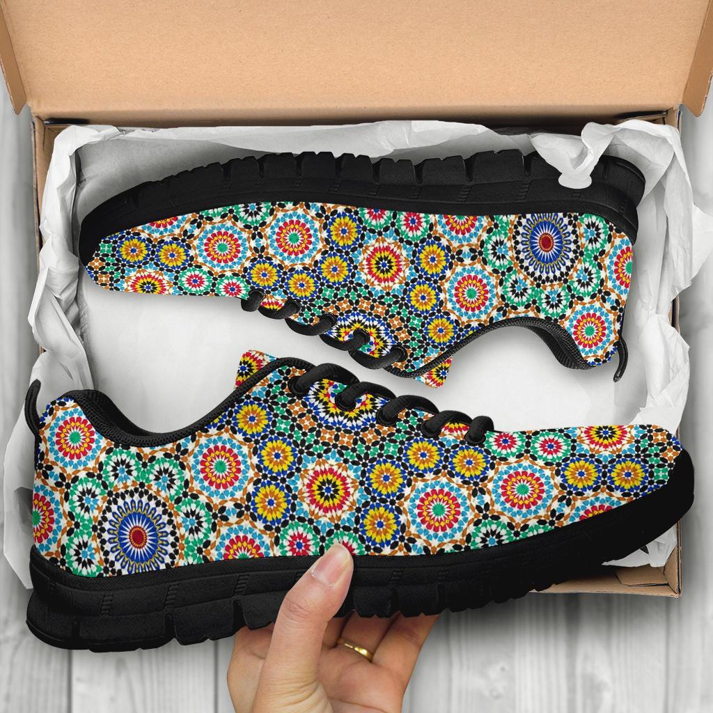 Mosaic Colorful Pattern Print Sneaker Shoes For Men Women-grizzshop