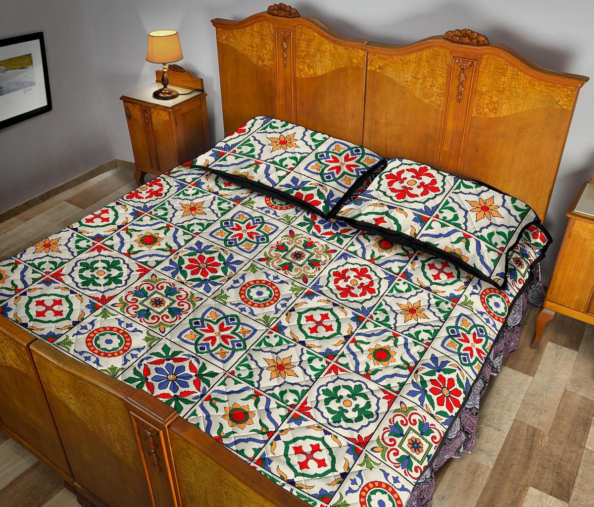 Mosaic Colorful Print Pattern Bed Set Quilt-grizzshop