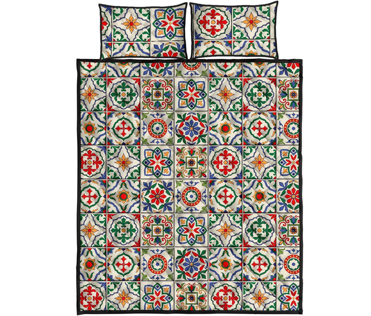 Mosaic Colorful Print Pattern Bed Set Quilt-grizzshop