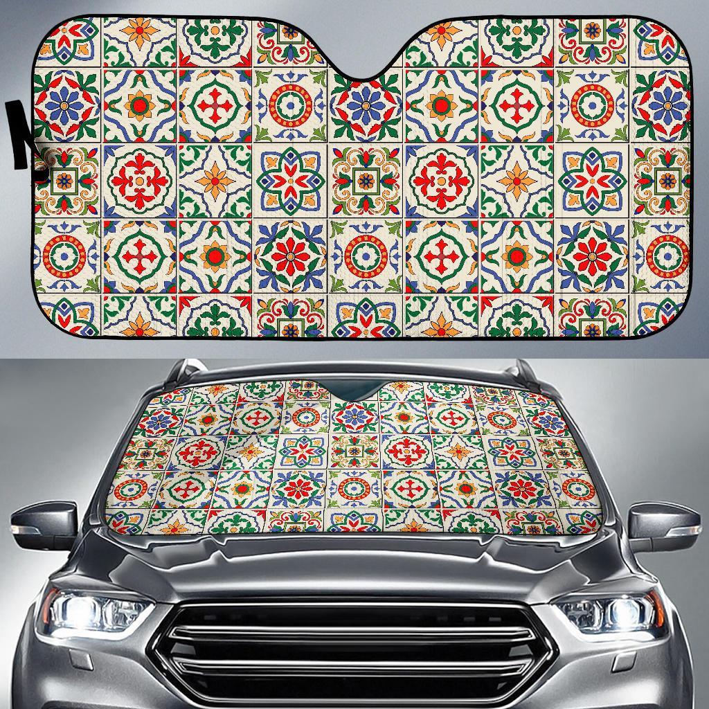 Mosaic Colorful Print Pattern Car Sun Shade-grizzshop