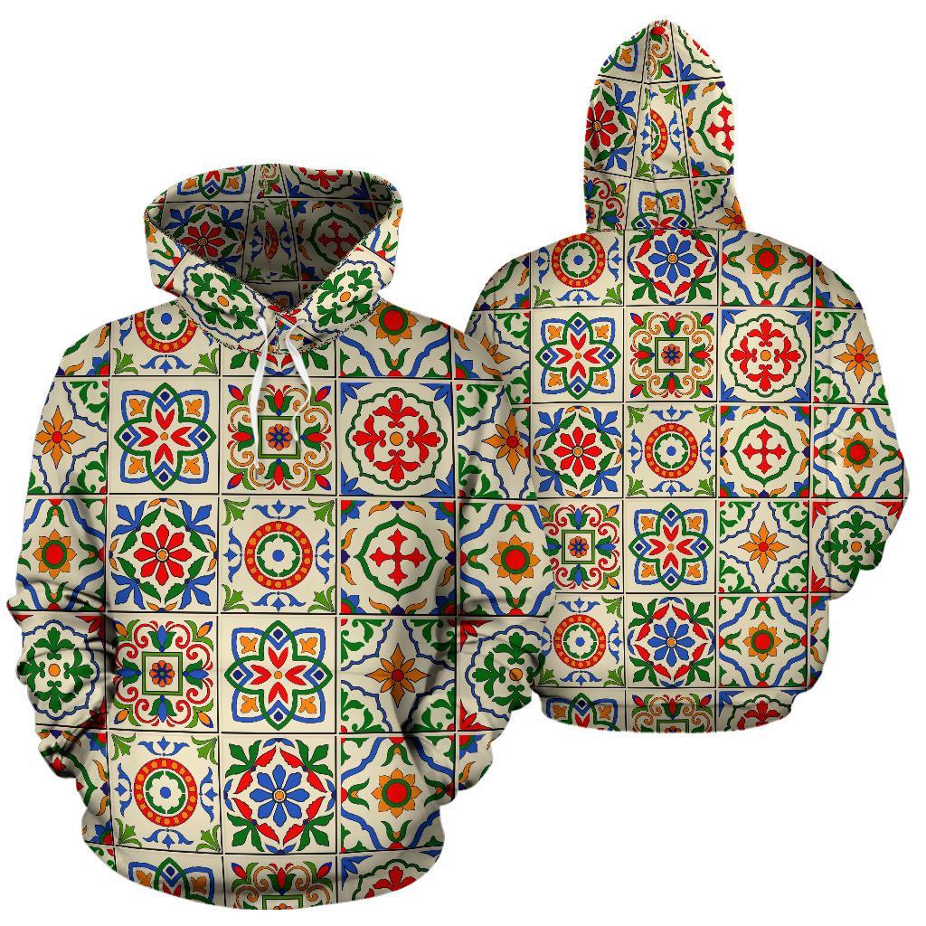 Mosaic Colorful Print Pattern Men Women Pullover Hoodie-grizzshop