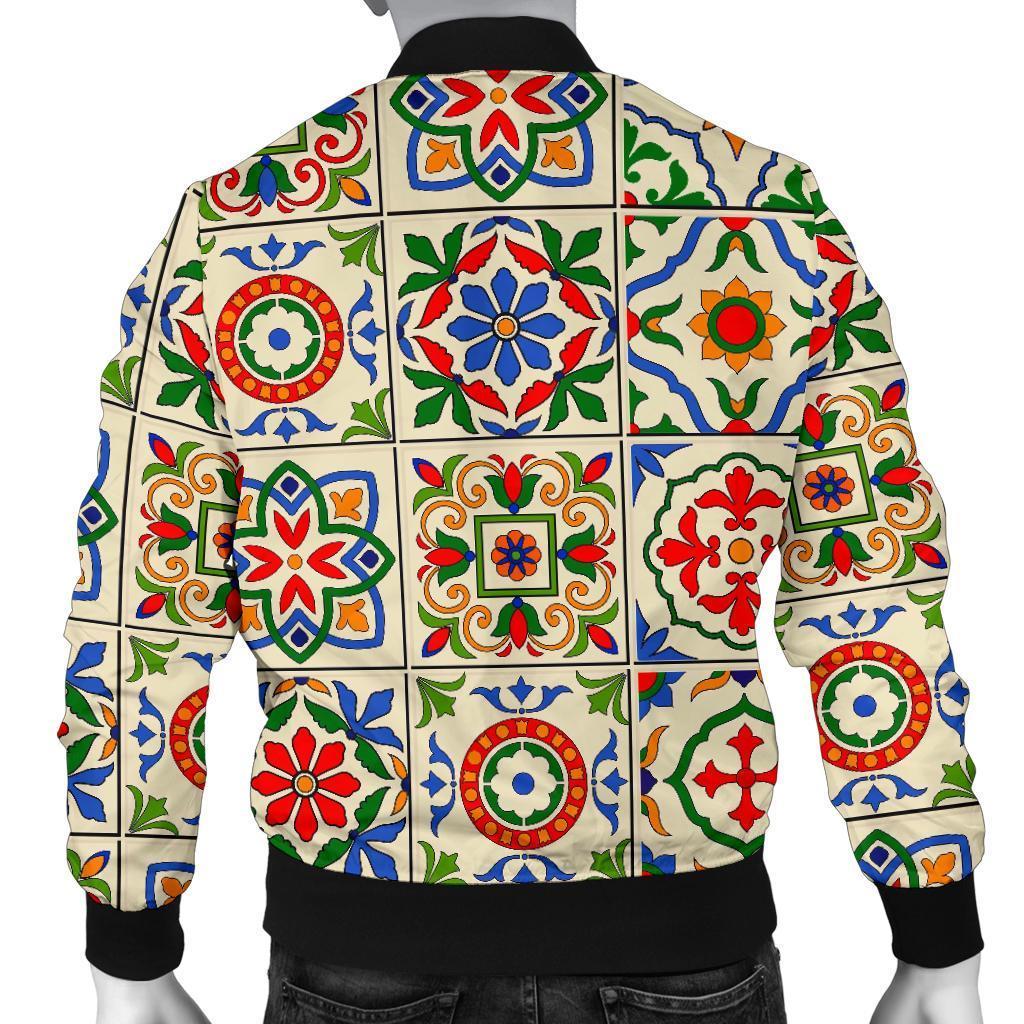 Mosaic Colorful Print Pattern Men's Bomber Jacket-grizzshop
