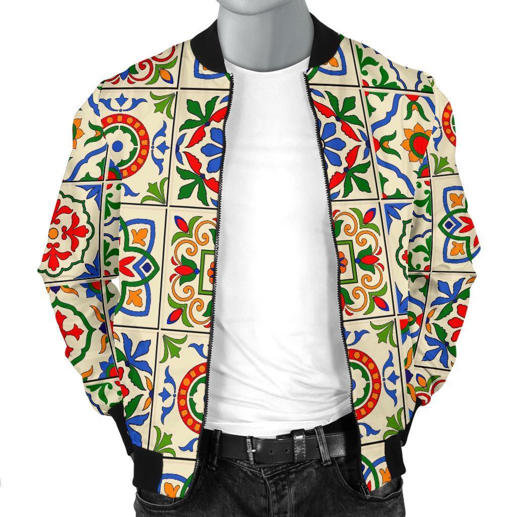 Mosaic Colorful Print Pattern Men's Bomber Jacket-grizzshop