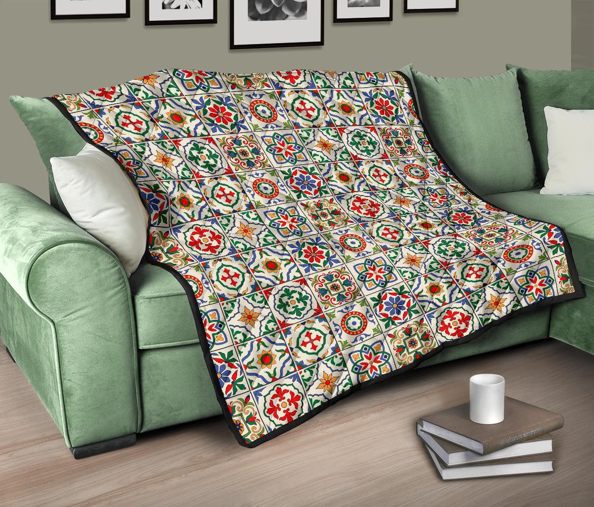 Mosaic Colorful Print Pattern Quilt-grizzshop