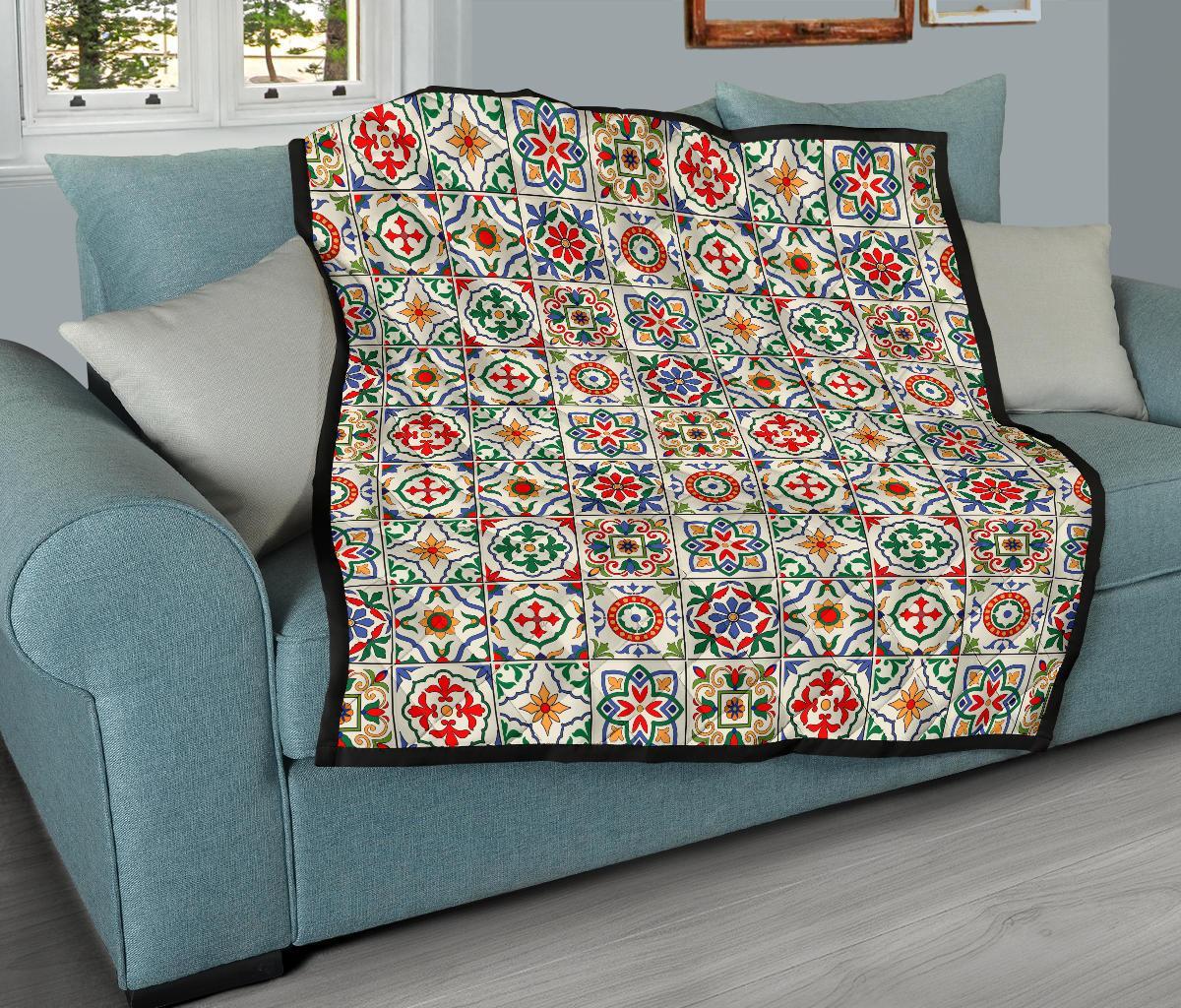 Mosaic Colorful Print Pattern Quilt-grizzshop