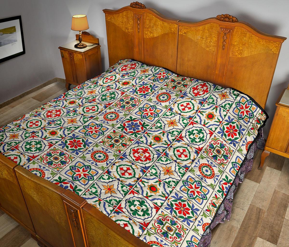 Mosaic Colorful Print Pattern Quilt-grizzshop