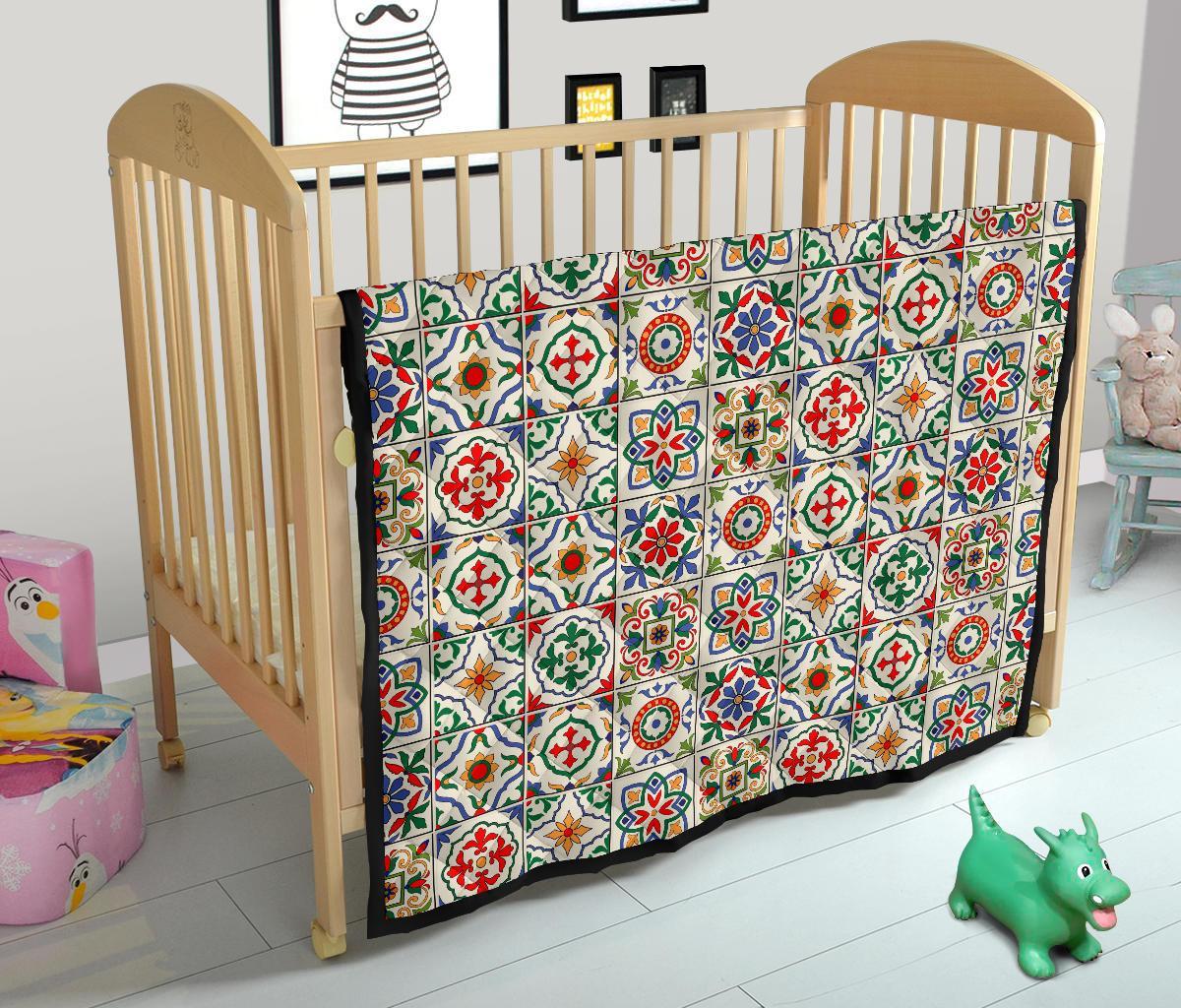 Mosaic Colorful Print Pattern Quilt-grizzshop