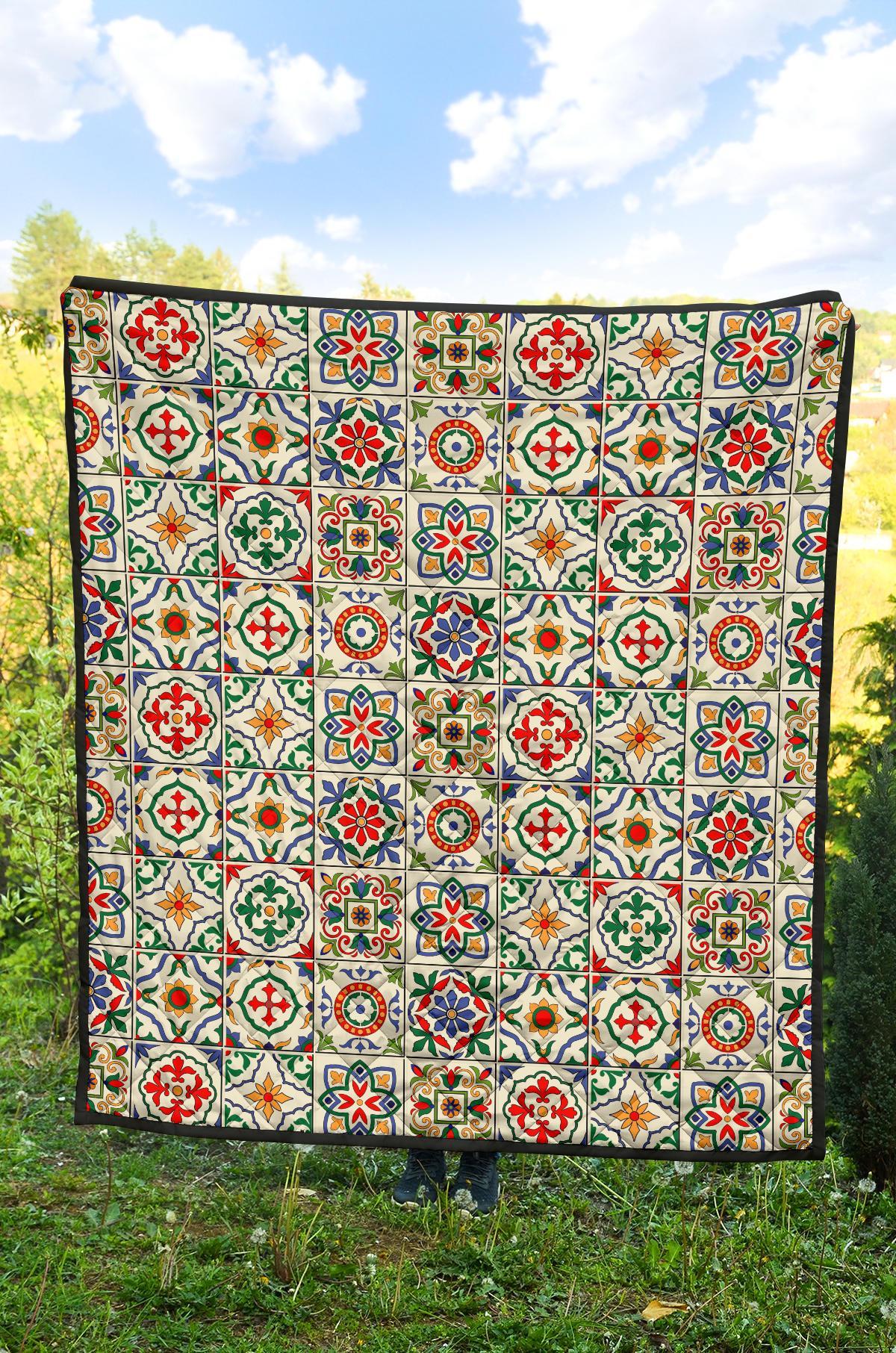 Mosaic Colorful Print Pattern Quilt-grizzshop