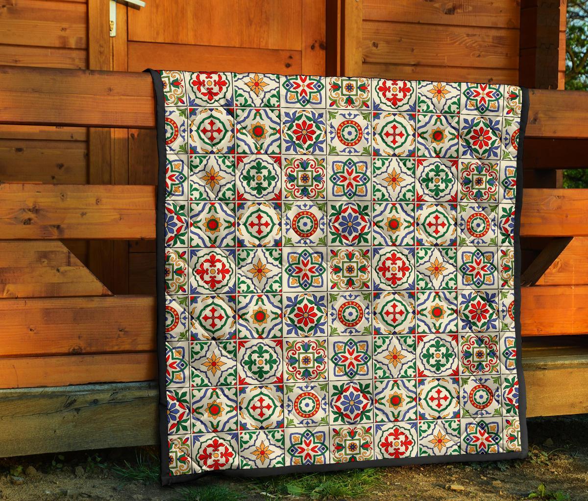Mosaic Colorful Print Pattern Quilt-grizzshop